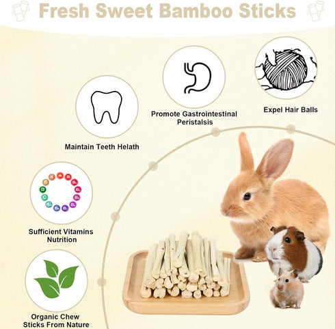 Petawi 500g Chinchilla Chinchilla Sweet Bamboo Chew Sticks Natural Rabbit Guinea Pig Chews Sticks Toys for Teeth Bunny