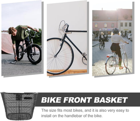 IMIKEYA Metal Wire Bike Basket Front Cargo Large Capacity Metal Storage Basket for Vegetable and Daily Use Outdoor