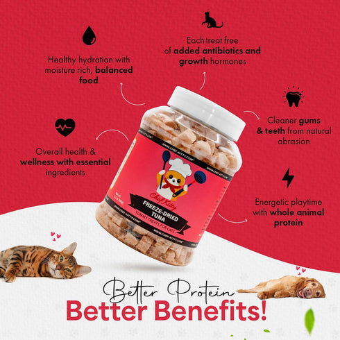100% 3.5 oz Tuna Cat Treats, Wild Caught | Freeze Dried Dog Treats, High Protein | Grain-free, Single Ingredient Cat