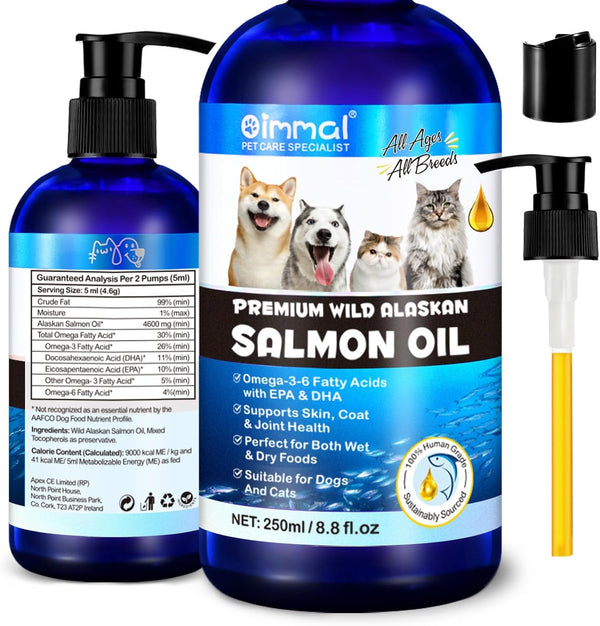 Omega 3 Fish Oil for Dogs, 8.8 FL.OZ Salmon Oil Supplement for Skin and Coat, EPA + DHA, Golden