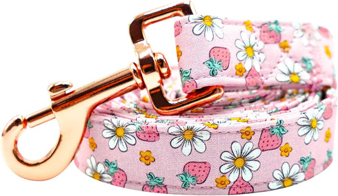 Lionheart Glory Strawberries Print Dog Leash, Pink Durable Leashes with Comfortable Soft Handle for Small Medium Large