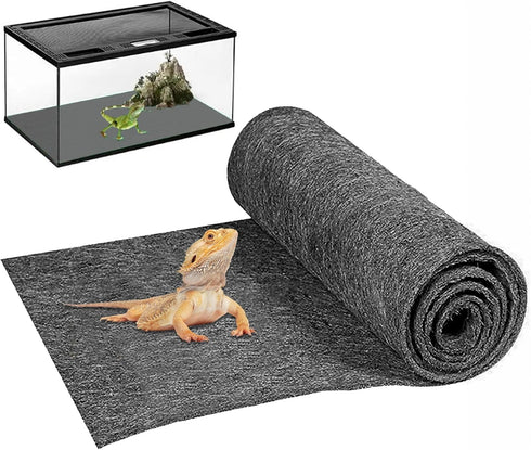 47" x 24" Large Reptile Carpet Mat, Bedding Substrate Liner for Bearded Dragon, Snake, Lizard, Tortoise (Grey)