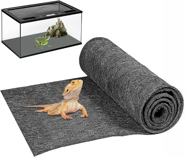 47" x 24" Large Reptile Carpet Mat, Bedding Substrate Liner for Bearded Dragon, Snake, Lizard, Tortoise (Grey)