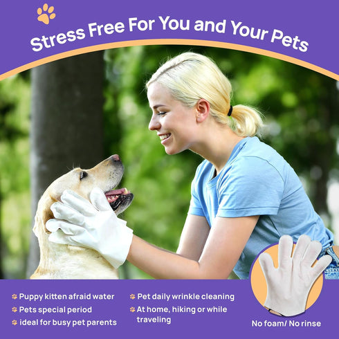 HICC PET Cleaning & Deodorizing Bathing Wipes for Dogs and Cats, Nourish Fur Coconut Oil Grooming Wipes