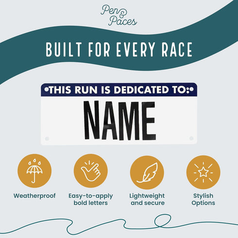 5Ks, This Run is Dedicated to Name Bib Kit Add-Your dedication Running Accessory for Marathons, Triathlons, Cycling