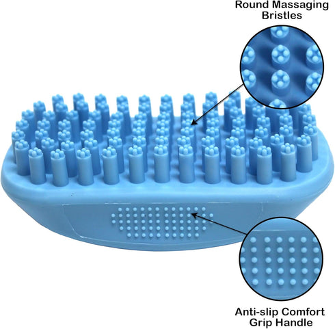 Pet Bath Massaging Dog Brush Great Grooming Comb for Massaging and Shampooing Dogs, Cats, Small Animals with Short or Long Hair - Soft Rubber Bristles Gently Removes Loose & Shed Fur from Your Pet