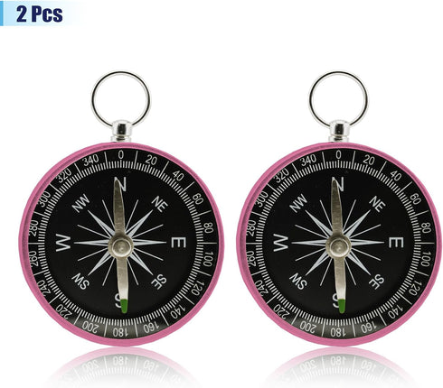 Rovella 2 Pocket Compass, Pieces Mini Compass with Key Ring, Suitable for Hiking Survival, Mountaineering Camping