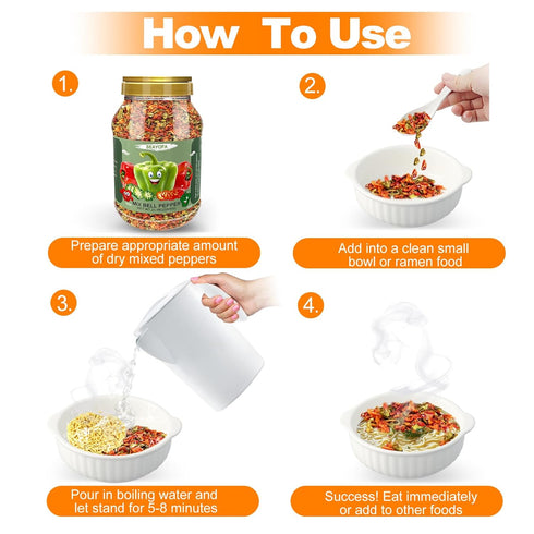 21oz Dried Bell Peppers Mix, Natural Dehydrated Red & Green Bell Pepper Flakes, Perfect Toppings for Ramen, Vegetables