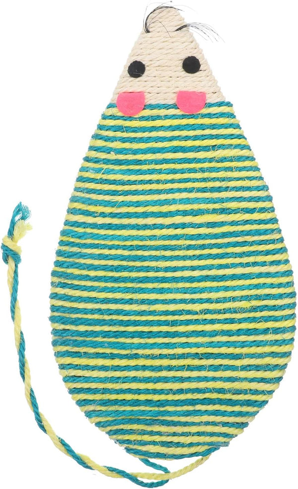 POPETPOP Mouse Shape Cat Scratcher Board, Double-Sided Sisal Mat for Indoor Cats, 12.99x7.48x0.98 inch (Random Color)