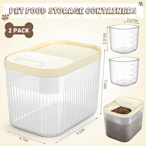 Acellegic 2 Pack 10 Lbs 2 Airtight Dog Food Storage Container Pet Dog Cat Food Storage Bin with Measuring and Scoops