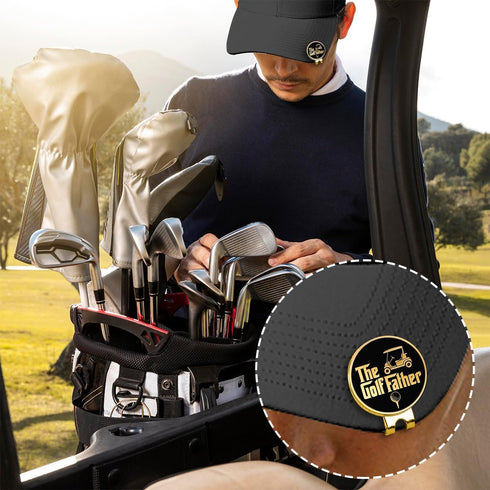 The Golf Father Black Gold Golf Ball Marker with Magnetic Hat Clip, Funny Golf Gifts for Men, Dad, Grandpa