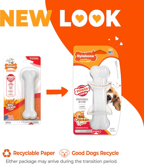 35 lbs, 1 Count Nylabone Original Bone Power Chew Toy for Dogs, Durable & Tough Dog Toys for Aggressive Chewers