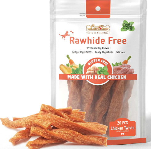 Chicken Dog Chew Twist Sticks, Puffed Human Grade Treat Sticks, Rawhide Alternative, Easy to Digest, 20pcs/Pack