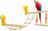 Wood Window Bird Perch Toy with Suction Cup, Climbing Ramp Ladder Platform for Parrots, Budgies, Finches