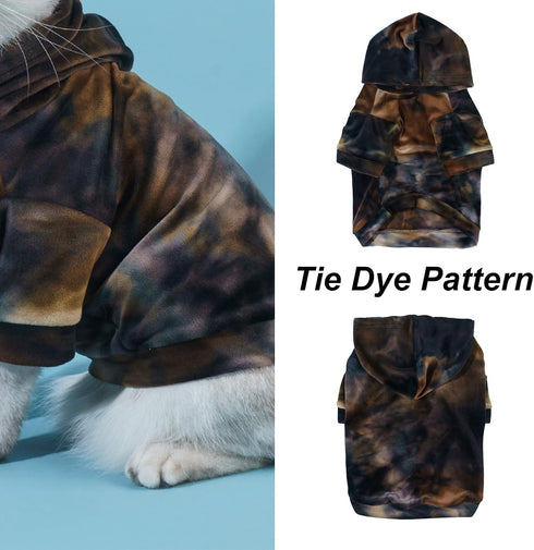 Tie Dye Dog Hoodie, Puppy Sweater Sweatshirt, Cold Weather Coat Pet Clothes for Dog Cat