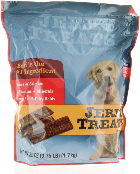 Jerky Treats 60 oz. 3.75 lbs 2 Pack Tender Strips Dog Snacks Beef