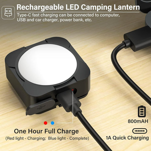 FLY2SKY 3 Pcs Black LED Camping Lights - Portable Rechargeable Tent Light - Survival Gear for Camping Hiking Backpacking