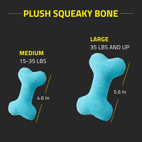 Playology Plush Squeaky Bone Dog Toy - All Natural Peanut Butter Scented, Interactive Squeaker for Large Dogs (35lbs &