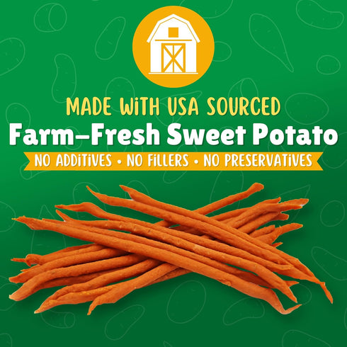 Lucky Premium Treats Sweet Potato Straws - Single Ingredient Vegetable Dog Treats, 13 oz Bag