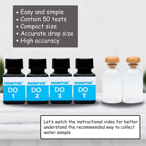 Monitor DISSOLVED Oxygen Test KIT (50 Tests) for Aquarium and Aquaculture Water Quality
