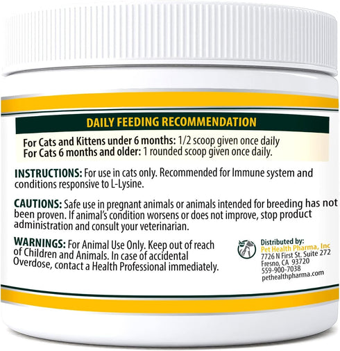 Trulysine Plus L-Lysine for Cats Immune Support Oral Powder 8oz/226g - Chicken Liver Flavor for All Ages