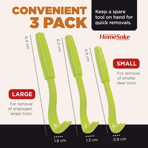 Tick Removal Tool for Dogs, Cats, and Humans, Ultra-Safe Tick Twister, Pain-Free Ticks Remover, 1 Pack of 3