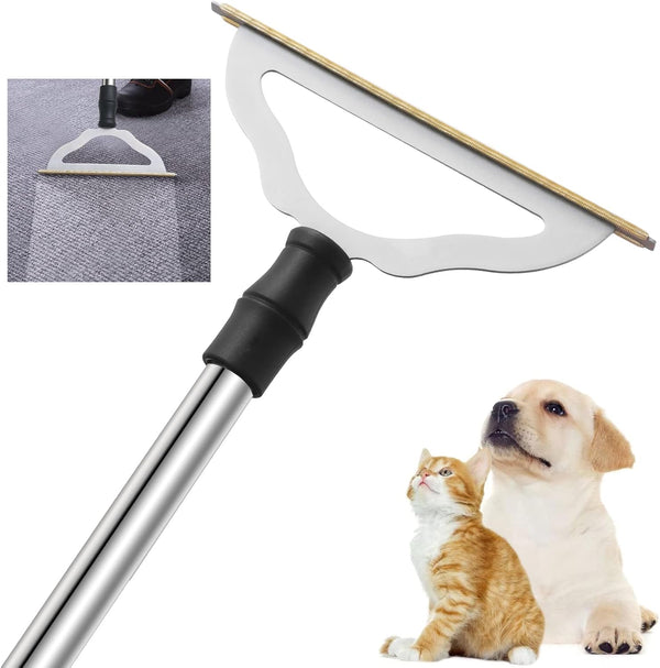 Carpet Rake for Pet Hair Removal, Reusable Long Handle Pet Hair Remover for Carpets, Rugs, and Furniture