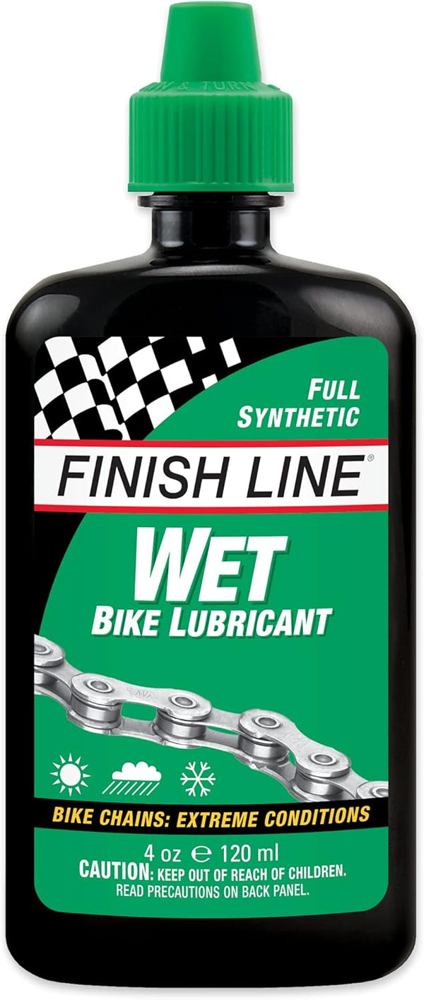 Finish Line Wet Bicycle Chain Lube Long-Lasting Wet Style Lubricant for Road,