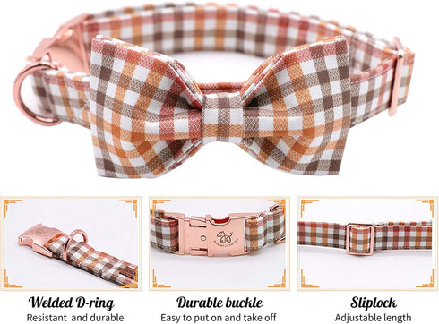Elegant Little Tail Dog Collar with Bow, Comfortable Adjustable Bowtie Dog Collars for Small Medium Large Dogs