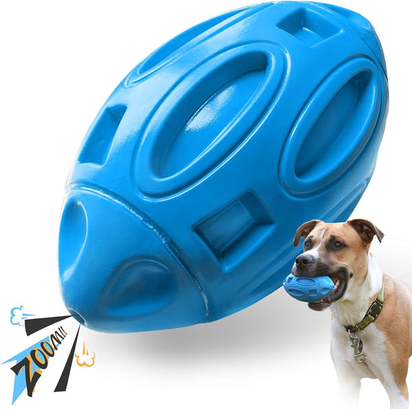 EASTBLUE Squeaky Dog Toys for Aggressive Chewers, Rubber Puppy Chew Ball with Squeaker, Durable Pet Toy