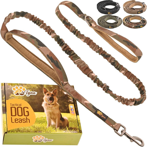 Heavy Duty Bungee Dog Leash 6 ft - 7.5 ft for Large and Medium Dogs, No Pull Reflective Tactical Leash