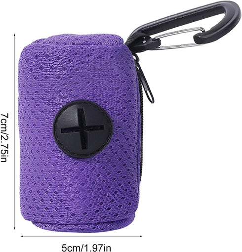 LOXGO Pet Trash Bag Holder Poop Bag Dispenser MeshFabric Pooper Bag Dispenser LeashHook Pet Waste Bag Holder, Purple