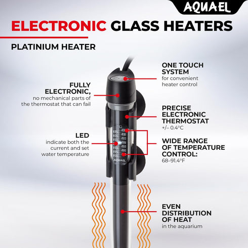 Aquael Platinium Aquarium Heater - 250 Watt for Freshwater & Saltwater Aquariums (48-66 Gallons)