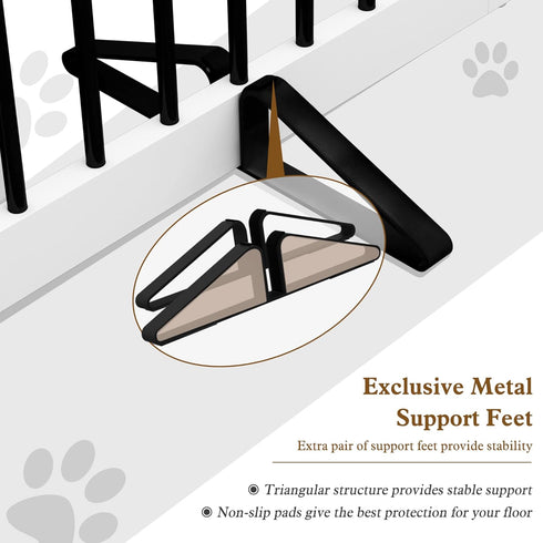 Freestanding Pet Gate Metal Support Feet, Triangle Set of 2 for Extra Wide Foldable Dog Gate, Black
