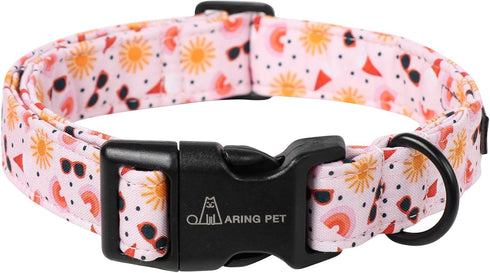 ARING PET Summer Dog Collar, Lightweight Cotton Adjustable Puppy Collars with Quick Release Buckle for Small Medium