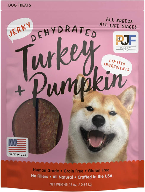 Pet Jerky Factory Turkey & Pumpkin 12 oz. Dog Jerky Treats | 100% Human Grade | USA Made | High Protein