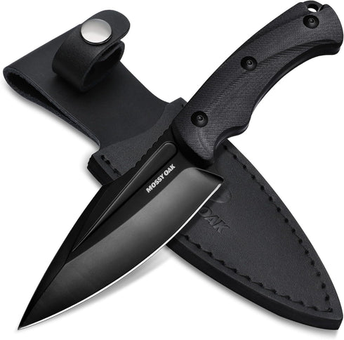 Mossy Oak Full-Tang Hunting Knife with Sheath, Fixed Blade Outdoor Knife for Survival, Camping, Hiking (G10 Handle)