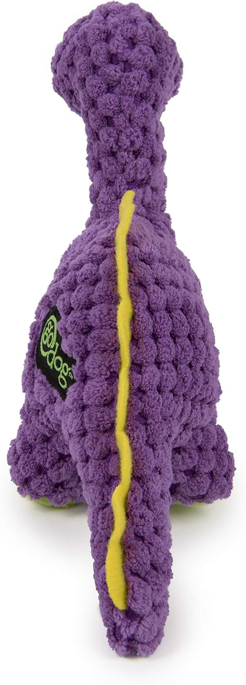 goDog Checkers Just for Me Dinos Bruto Squeaky Plush Dog Toy - Mini, Purple, Chew Guard Technology