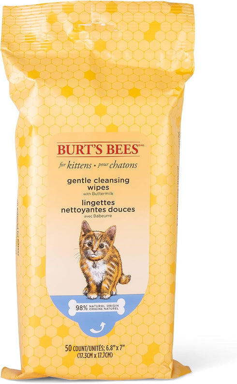 Burt's Bees for Pets Kitten Wipes, Safe for Kittens, Cruelty Free, 50 Count