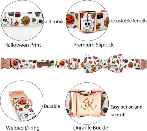 Elegant little tail Dog Collar with Bow - Fall Dog Collar Halloween Candy Bow Girl Boy Pet Collar Soft Dog Bowtie Collars for Small Dogs