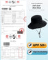 Waterproof Sun UPF 50+ Bucket Hat, UV Protection Packable Brimmed Boonie for Women Men Summer