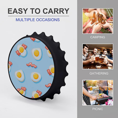 Generic 2 1 Fried Eggs and Bacon in Beer Bottle Opener Wall Mount Opener Portable Easy Storage Gift for Men Women