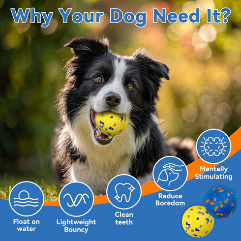 Pool(4 Pack) Indestructible Dog Ball Toy, Durable Dog Tennis Balls for Aggressive Chewers, High Bounce & Floating Balls