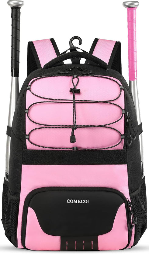 Softball Bag - Lightweight Baseball Backpack with Shoes Compartment, Fence Hook for TBall Bat & Equipment