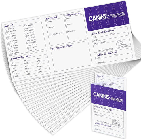 Eaasty 48 Pack Dog Vaccine Record Book, Foldable Puppy Vaccination Record Card for Canine Health