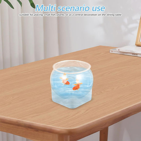 HOOWIFFY Desktop Ecological Fish Tank Aquarium Bowl, Shatter-Resistant Plastic Fish Container with Micro Landscape