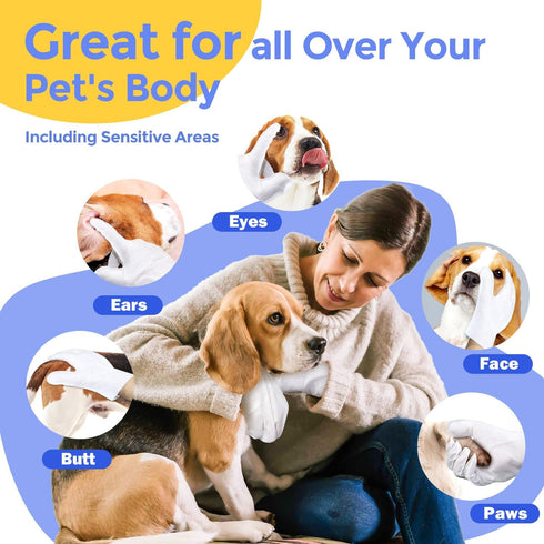 Hypoallergenic Pet Cleaning Glove Wipes for Dogs & Cats, Disposable No-Rinse Grooming Wipes, 6 Pcs for Daily Care