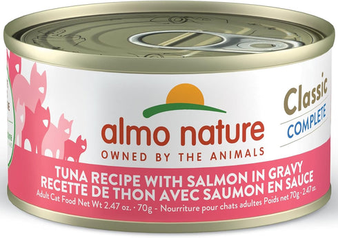 almo nature Classic Complete Wet Cat Food - Tuna Recipe with Salmon in Gravy, 2.47 oz (Pack of 12)