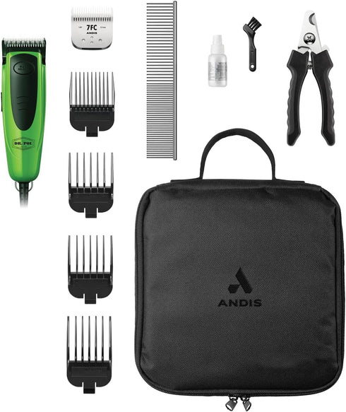 561121 Andis Dr. Pol Easy Clip Versa Clipper Kit - Complete Grooming Solution with Detachable Blades, Attachment Combs
