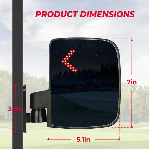 KEMIMOTO Golf Cart Side Mirrors with LED Turn Signal Lights - Universal Rear View Mirrors